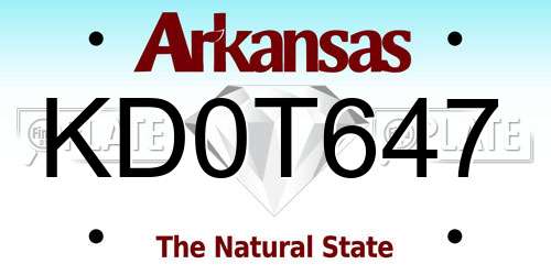 KD0T647 Arkansas License Plate