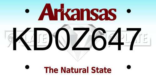 KD0Z647 Arkansas License Plate