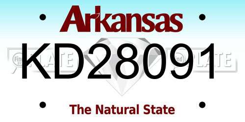 KD28091 Arkansas License Plate