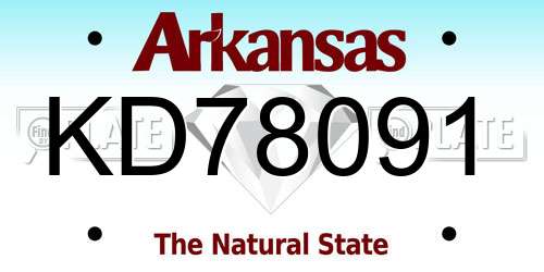 KD78091 Arkansas License Plate