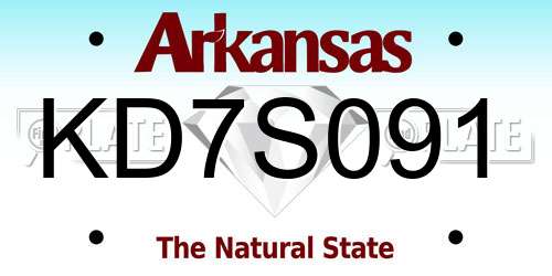 KD7S091 Arkansas License Plate