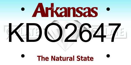 KDO2647 Arkansas License Plate