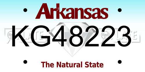 KG48223 Arkansas License Plate