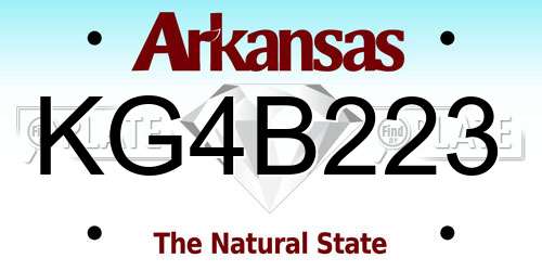 KG4B223 Arkansas License Plate