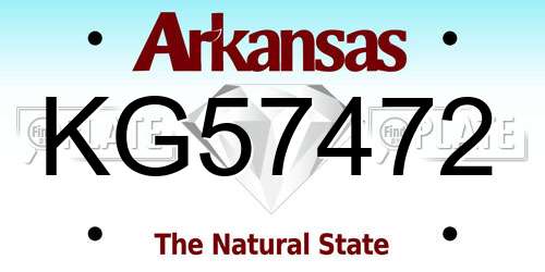 KG57472 Arkansas License Plate