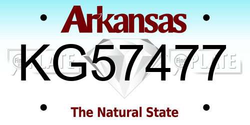 KG57477 Arkansas License Plate