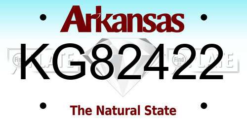 KG82422 Arkansas License Plate