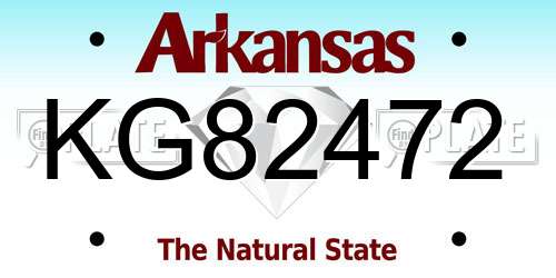 KG82472 Arkansas License Plate