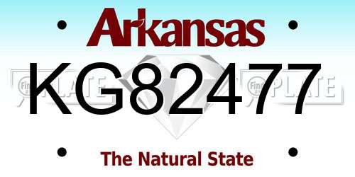 KG82477 Arkansas License Plate