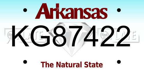 KG87422 Arkansas License Plate
