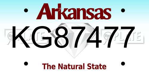 KG87477 Arkansas License Plate