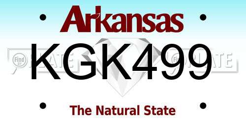 KGK499 Arkansas License Plate