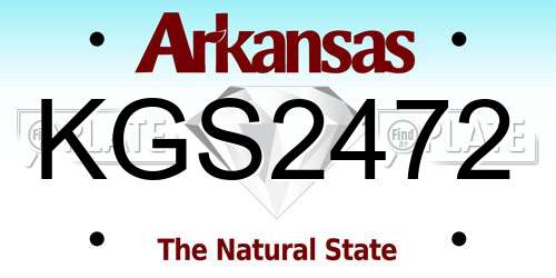 KGS2472 Arkansas License Plate