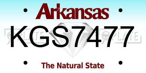 KGS7477 Arkansas License Plate