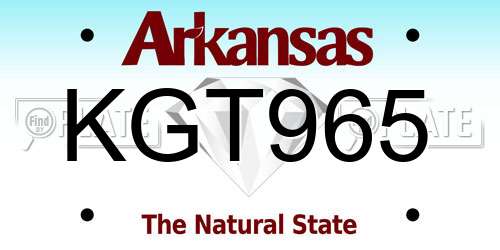 KGT965 Arkansas License Plate