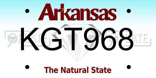 KGT968 Arkansas License Plate
