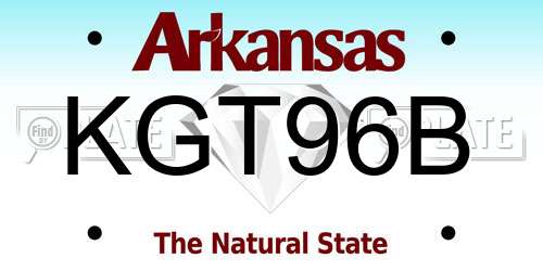 KGT96B Arkansas License Plate