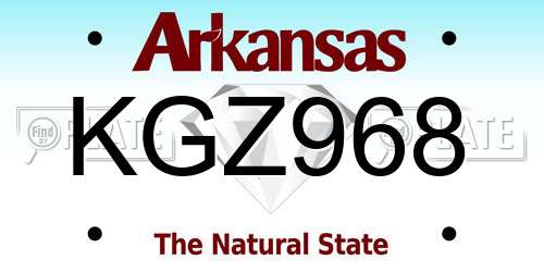 KGZ968 Arkansas License Plate