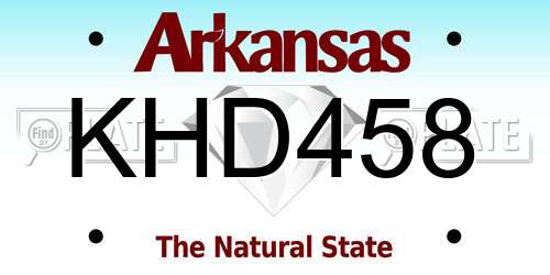 KHD458 Arkansas License Plate