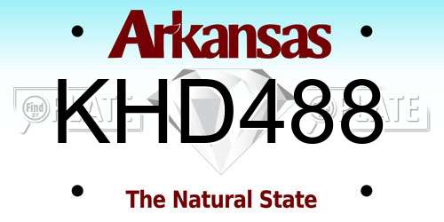 KHD488 Arkansas License Plate