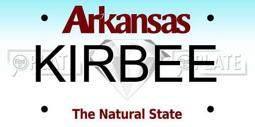 KIRBEE Arkansas License Plate