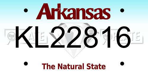 KL22816 Arkansas License Plate