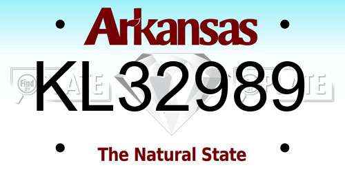 KL32989 Arkansas License Plate
