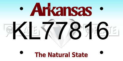 KL77816 Arkansas License Plate