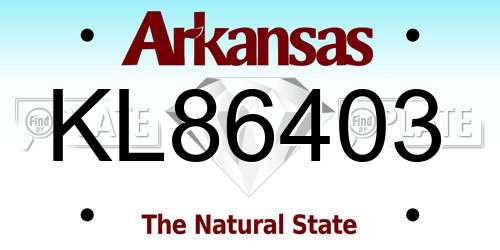 KL86403 Arkansas License Plate
