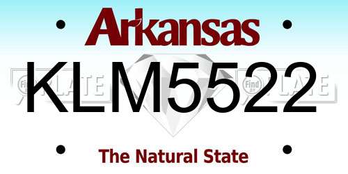 KLM5522 Arkansas License Plate