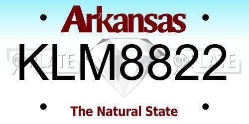 KLM8822 Arkansas License Plate