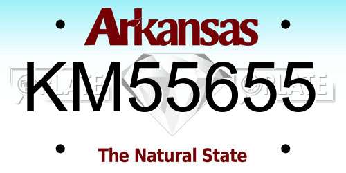 KM55655 Arkansas License Plate