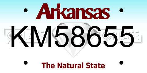 KM58655 Arkansas License Plate