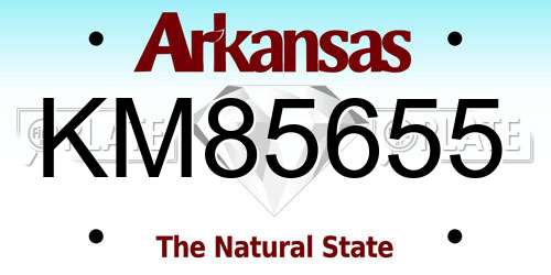 KM85655 Arkansas License Plate