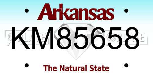 KM85658 Arkansas License Plate