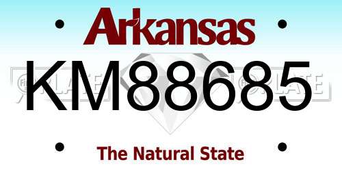 KM88685 Arkansas License Plate