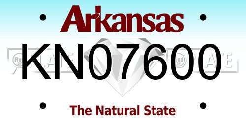 KN07600 Arkansas License Plate