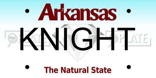 KNIGHT Arkansas License Plate