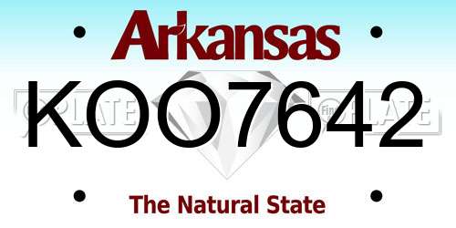 KOO7642 Arkansas License Plate