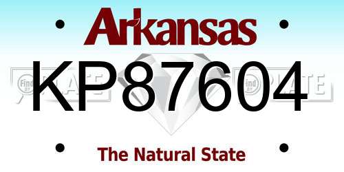 KP87604 Arkansas License Plate