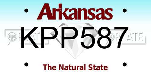 KPP587 Arkansas License Plate