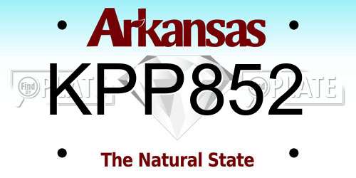 KPP852 Arkansas License Plate