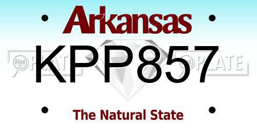 KPP857 Arkansas License Plate