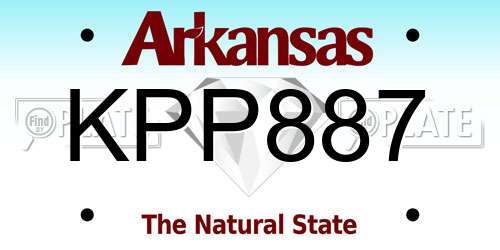 KPP887 Arkansas License Plate