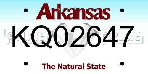 KQ02647 Arkansas License Plate