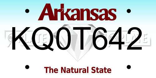 KQ0T642 Arkansas License Plate