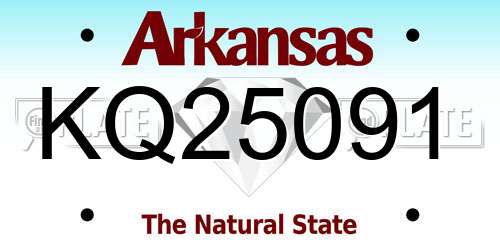KQ25091 Arkansas License Plate
