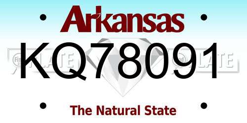KQ78091 Arkansas License Plate