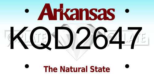 KQD2647 Arkansas License Plate