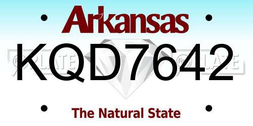 KQD7642 Arkansas License Plate
